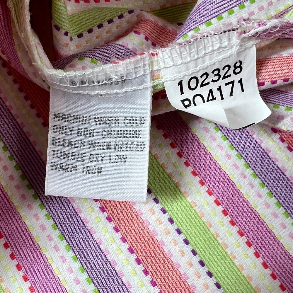 FOXCRAFT Button Down Shirt Womens 14 Pink Green Stripe Long Sleeve Wrinkle Free - Picture 11 of 11